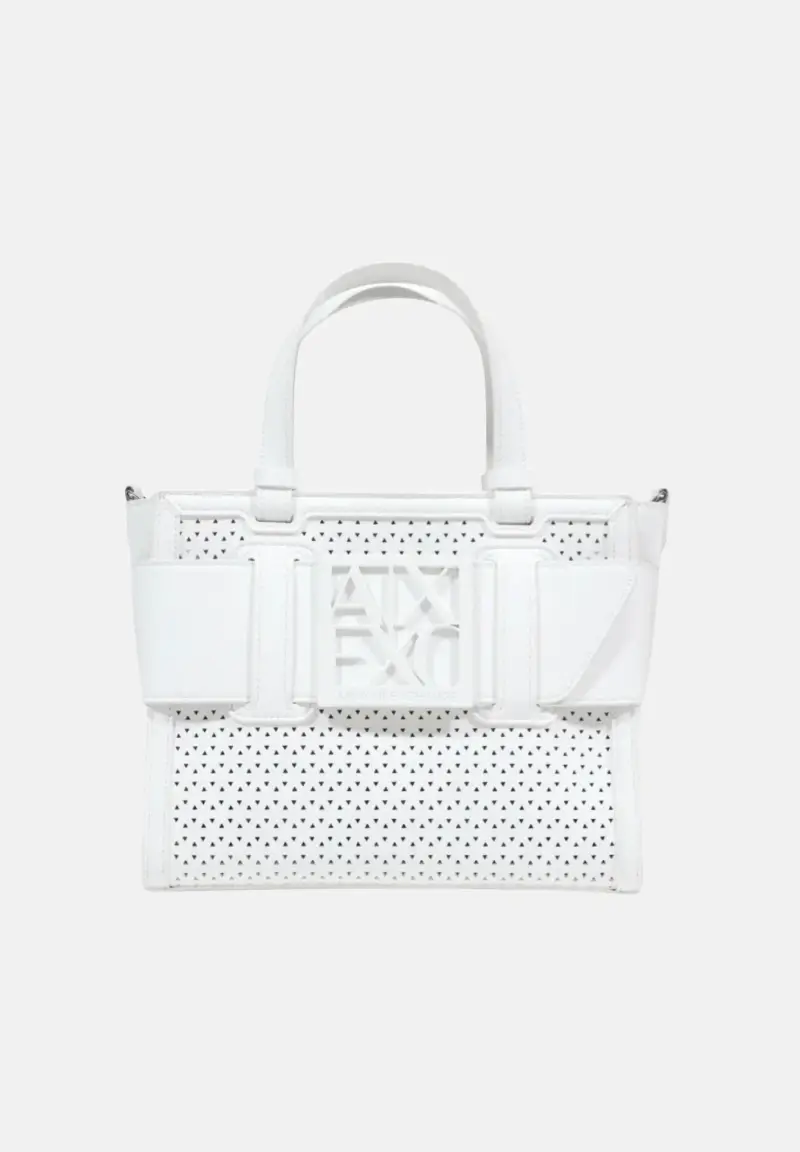 Borsa a mano bianca da donna con fibbia logo