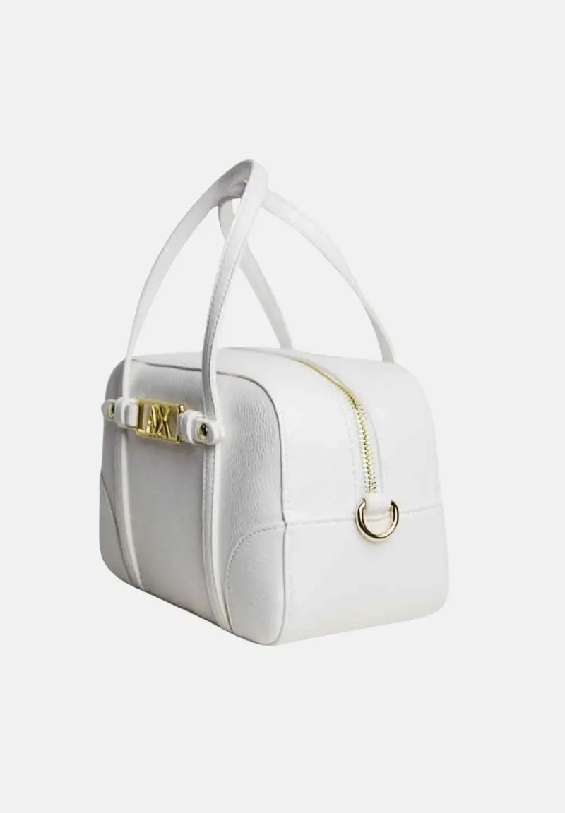 Borsa a mano bianca da donna con logo miniatura 2