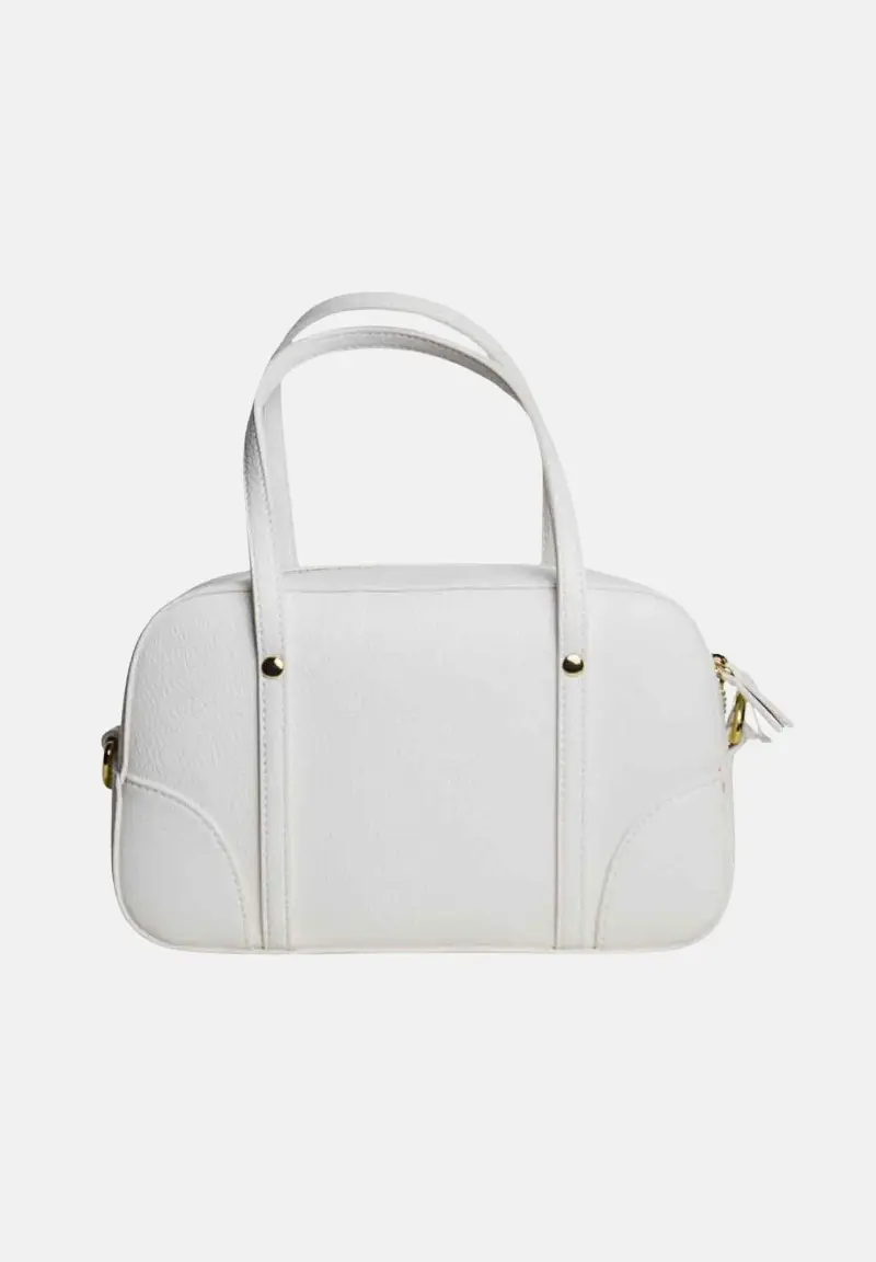 Borsa a mano bianca da donna con logo miniatura 3