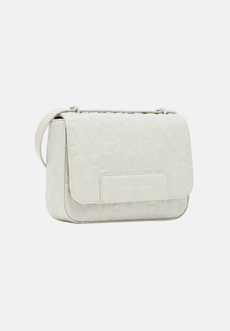 Borsa a tracolla bianca da donna con logo miniatura 2