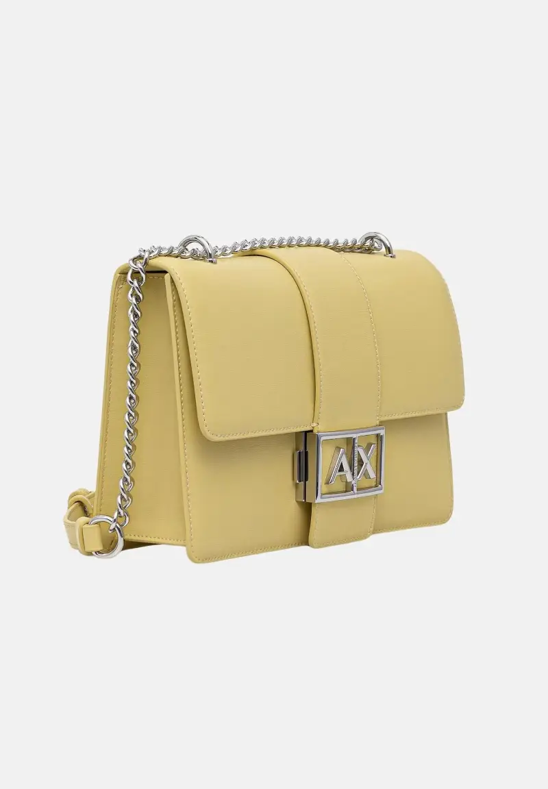 Borsa a tracolla gialla da donna con logo miniatura 2