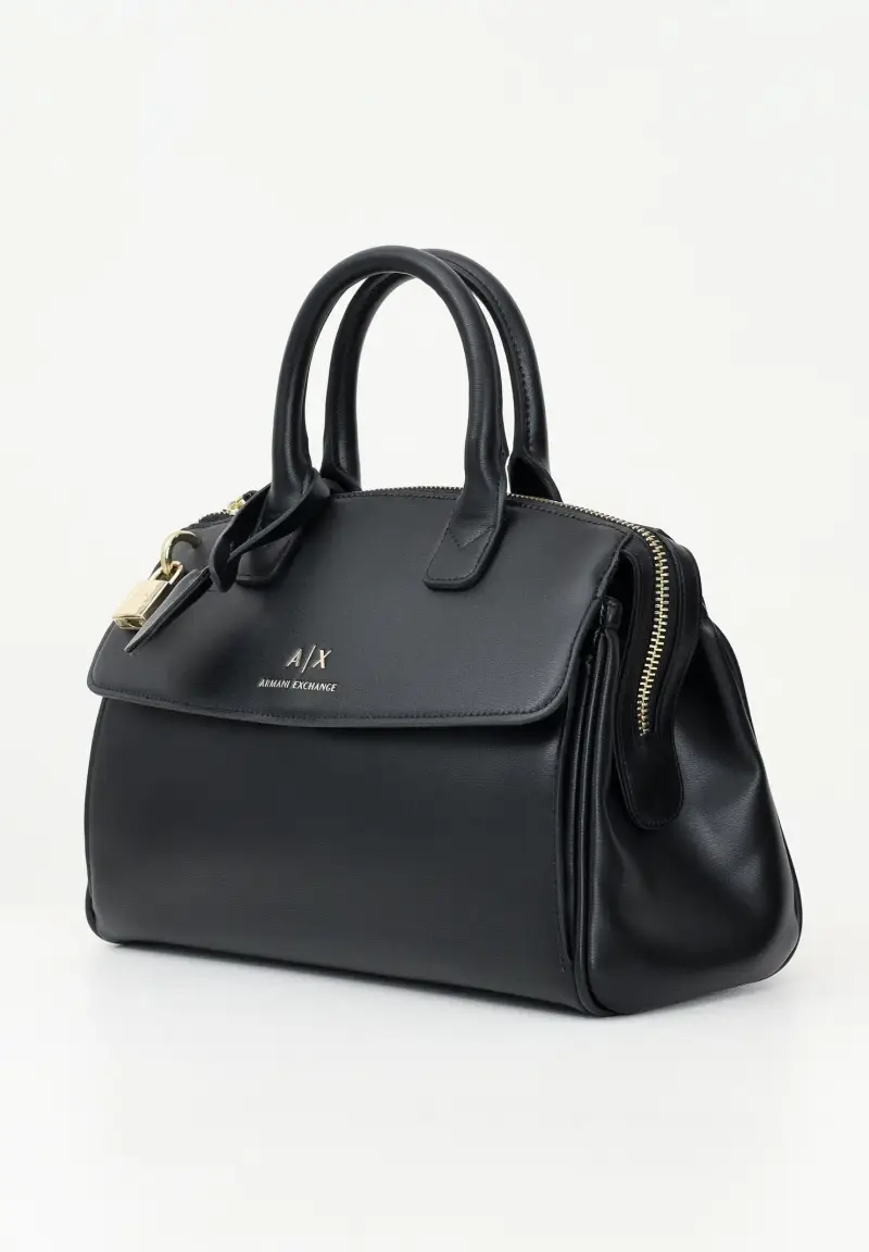 Armani Exchange Borsa Boston nera da donna in pelle miniatura 2
