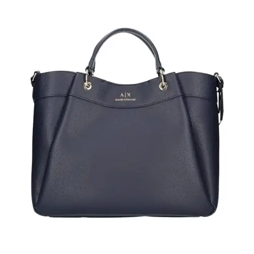 Armani Exchange BORSA MODELLO SHOPPING BAG L WHITE CHIUSURA CON BOTTONE A CALAMITA FODERA IN TESSUTO TASCHINE