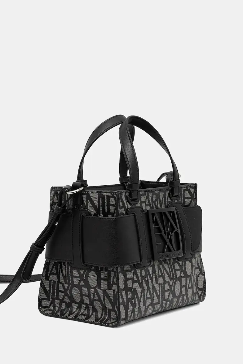 Armani Exchange Borsa nera in fibra riciclata miniatura 2