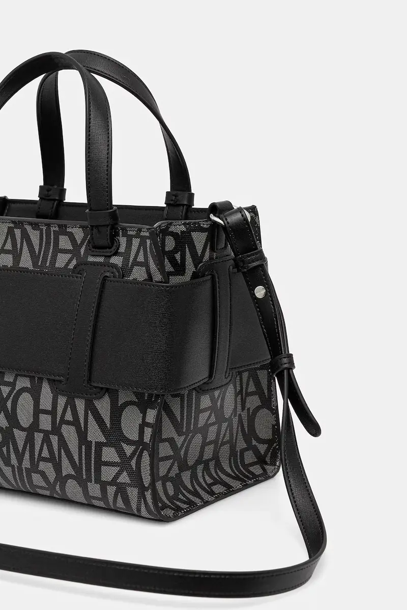 Armani Exchange Borsa nera in fibra riciclata miniatura 3