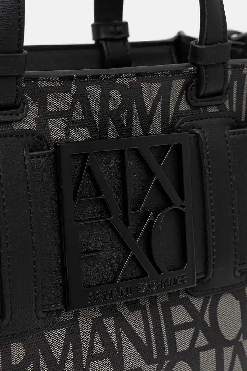 Armani Exchange Borsa nera in fibra riciclata miniatura 4