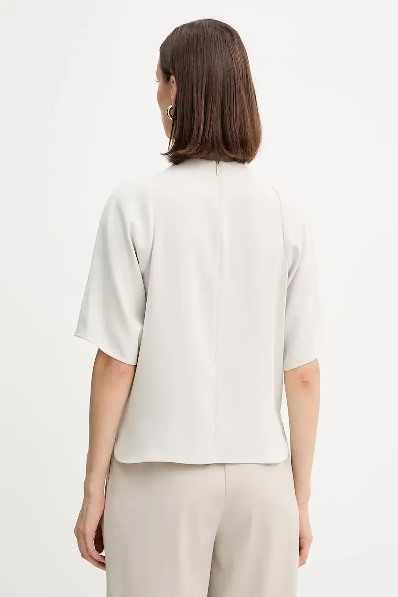 camicetta donna colore beige con applicazione XW001256 AF16125 miniatura 3