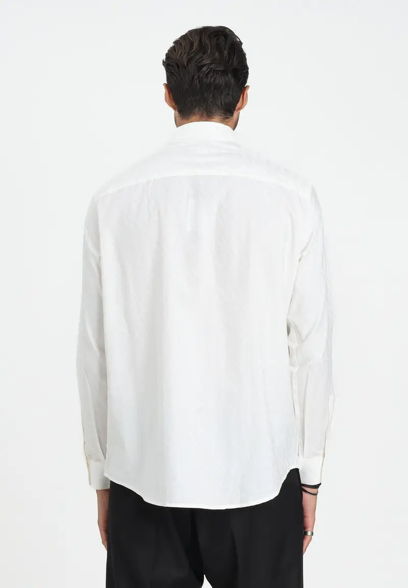 ARMANI EXCHANGE Camicia a manica lunga bianca da uomo con monogramma logo miniatura 3