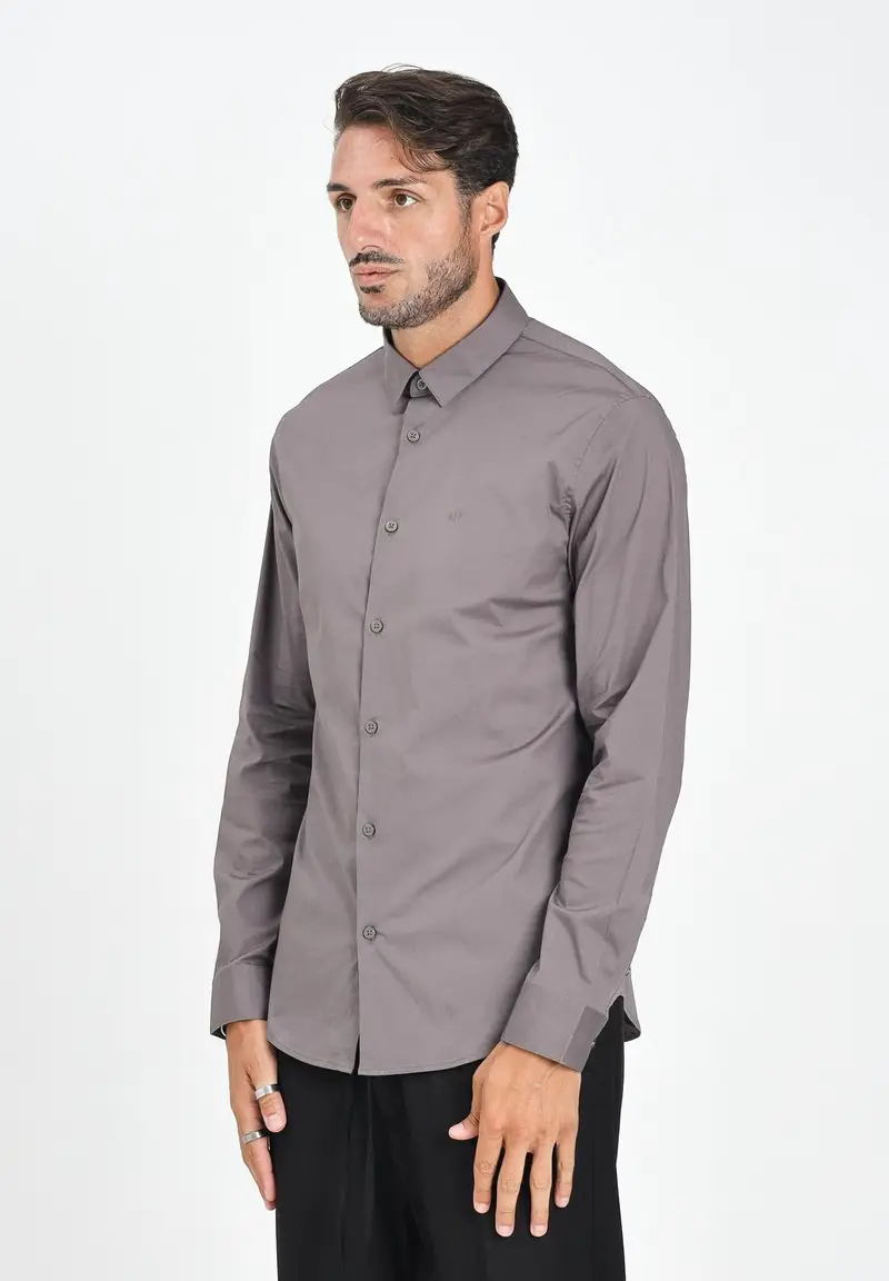 ARMANI EXCHANGE Camicia a manica lunga grigia da uomo