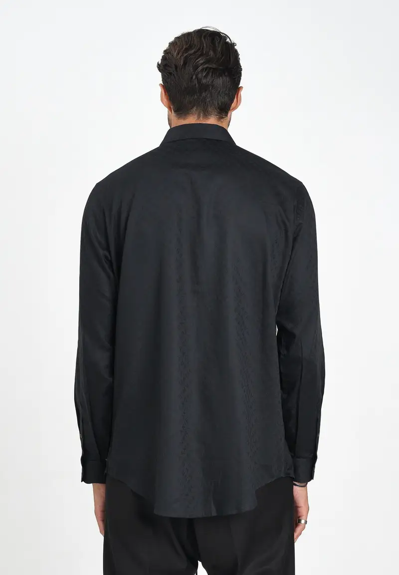 ARMANI EXCHANGE Camicia a manica lunga nera da uomo con logo all-over miniatura 3