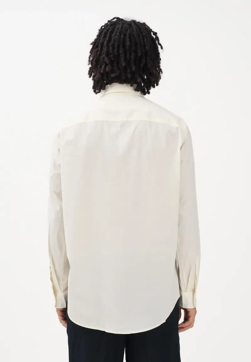 Camicia a manica lunga panna da uomo con stampa sul petto miniatura 3