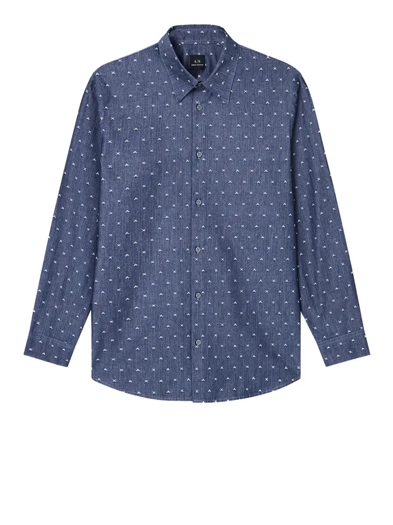 camicia casual armani exchange da uomo - blu