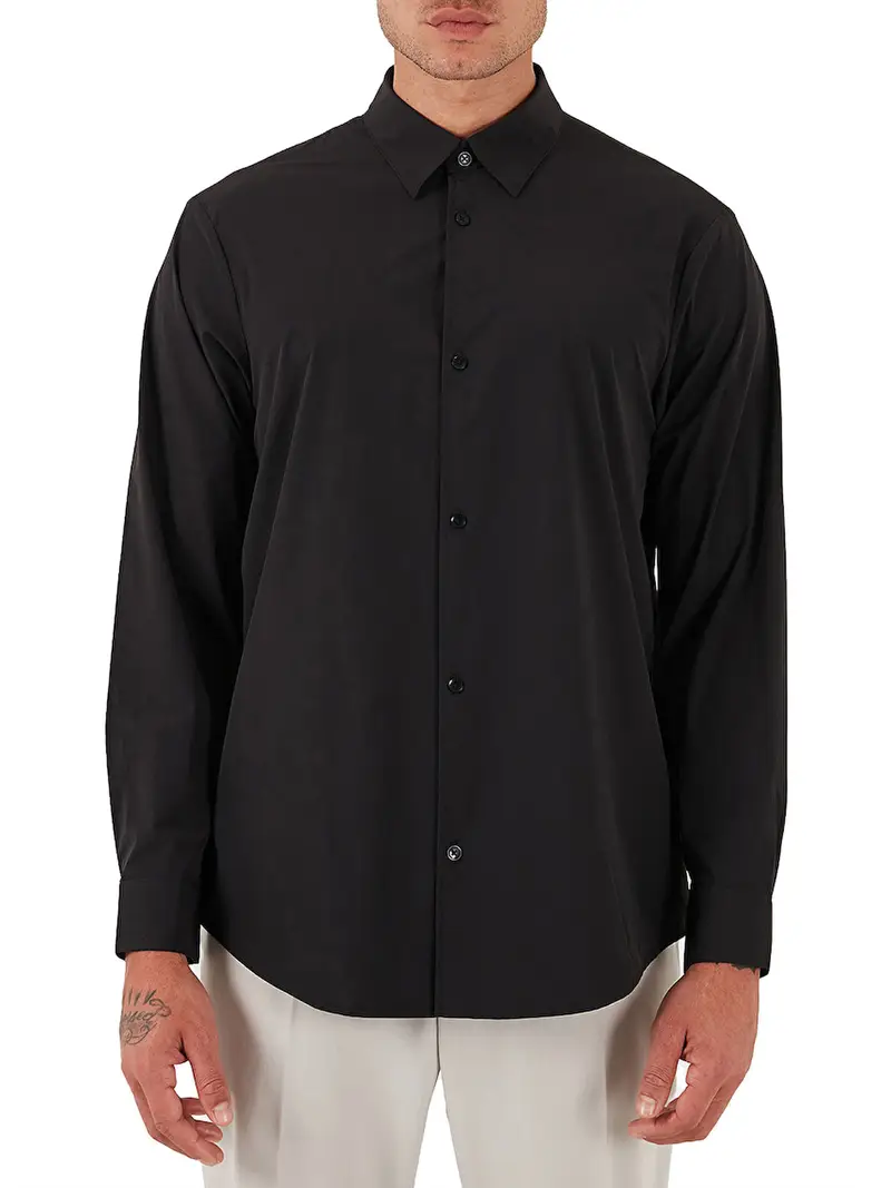camicia classica armani exchange da uomo - nero