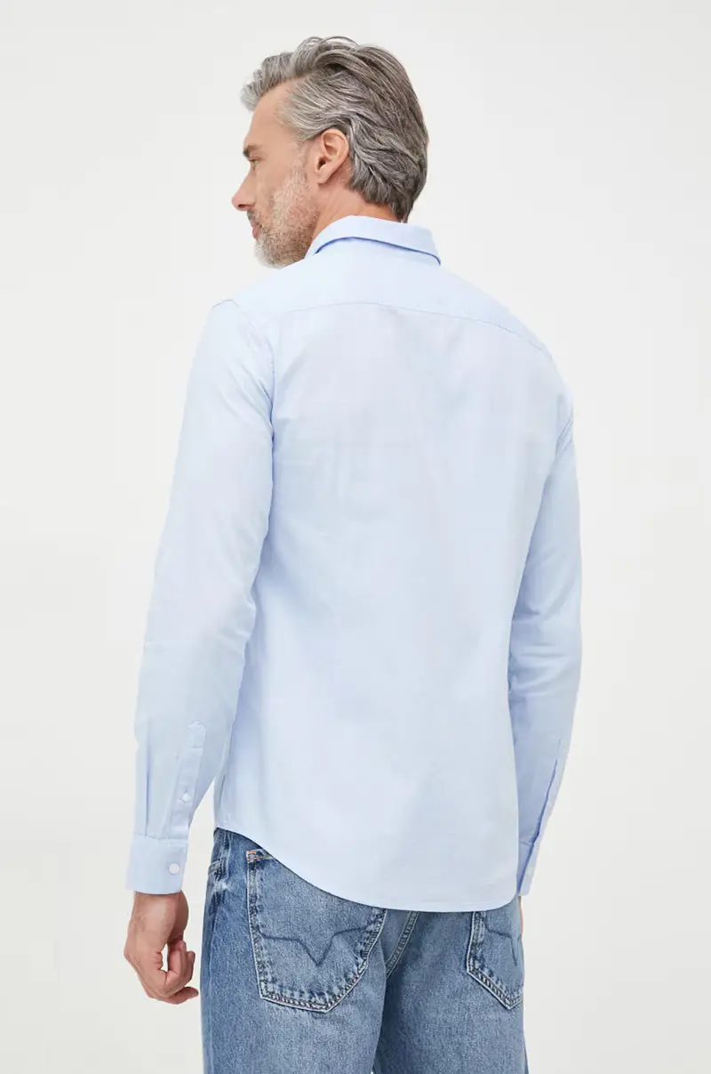 camicia in cotone Blu miniatura 4