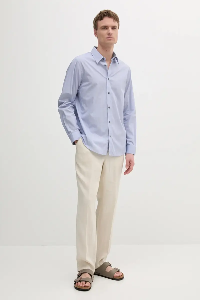 camicia in cotone colore blu XM000445 AF13007 miniatura 2