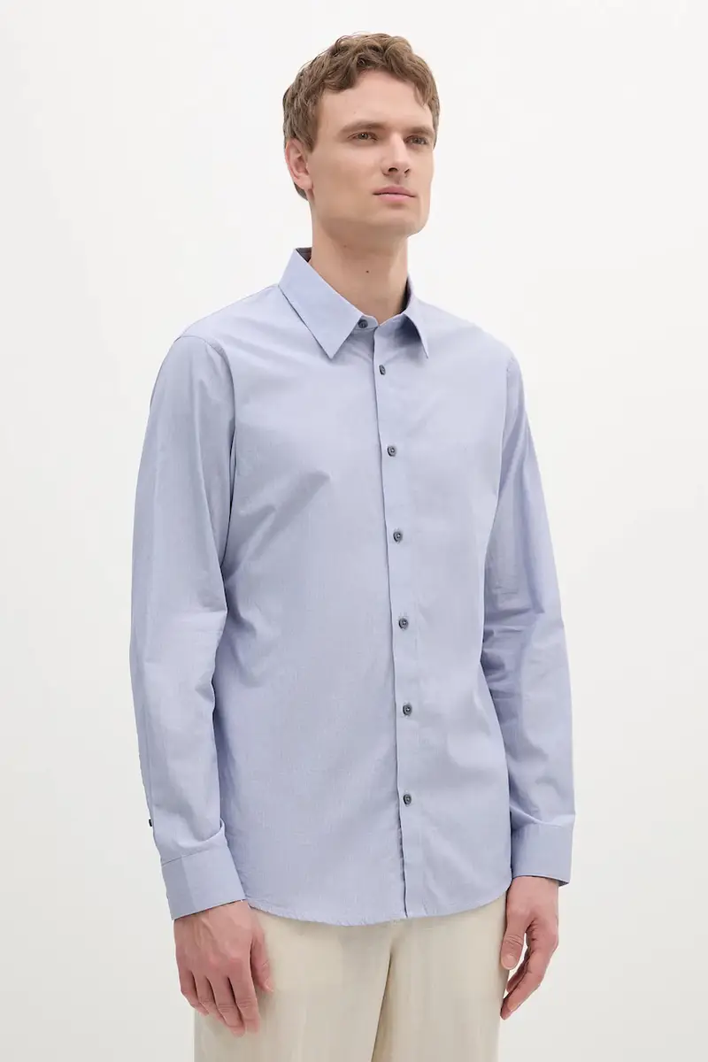 camicia in cotone colore blu XM000445 AF13007