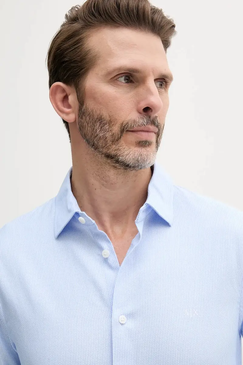 camicia in cotone colore blu XM000714 AF13207 miniatura 4