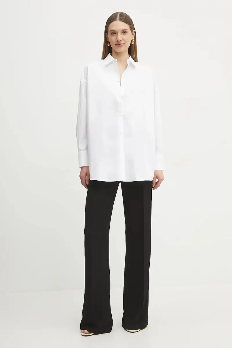 camicia in cotone donna colore bianco XW000455 AF12812 miniatura 2