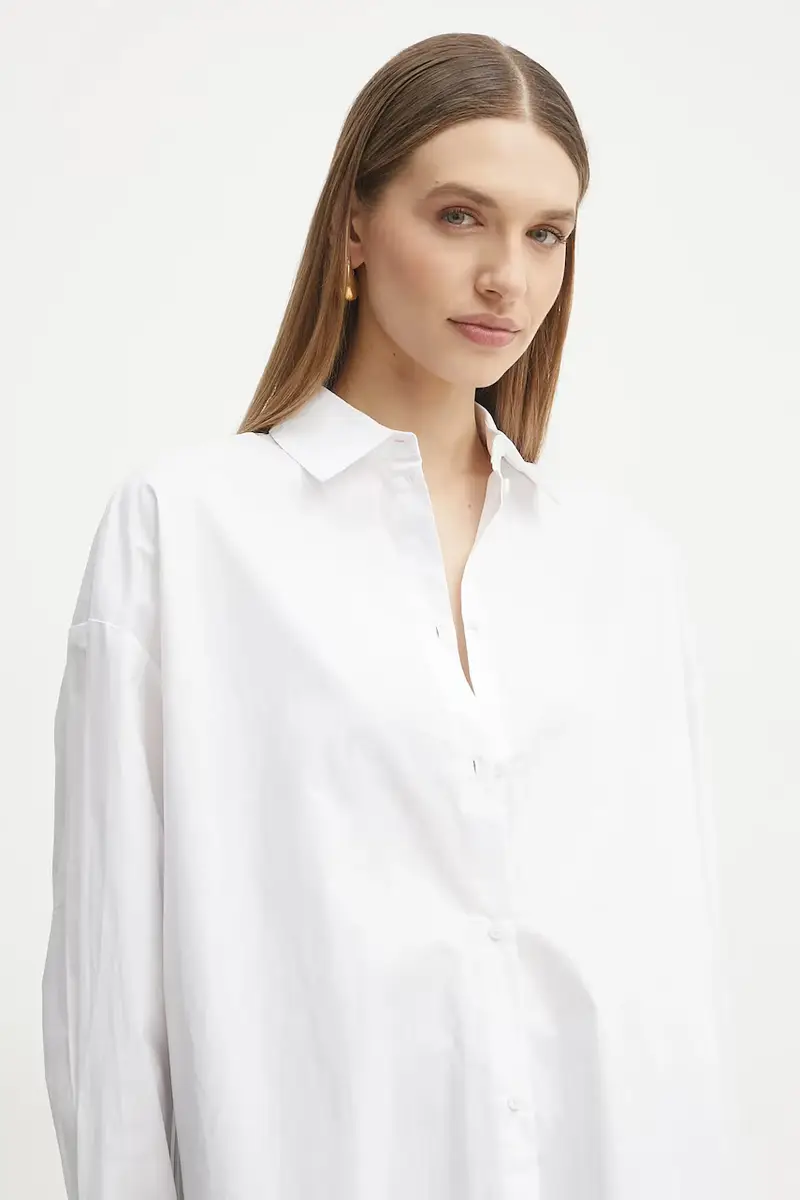 camicia in cotone donna colore bianco XW000455 AF12812 miniatura 4