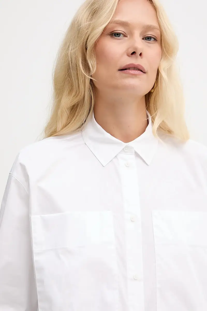 camicia in cotone donna colore bianco XW001399 AF12812 miniatura 4