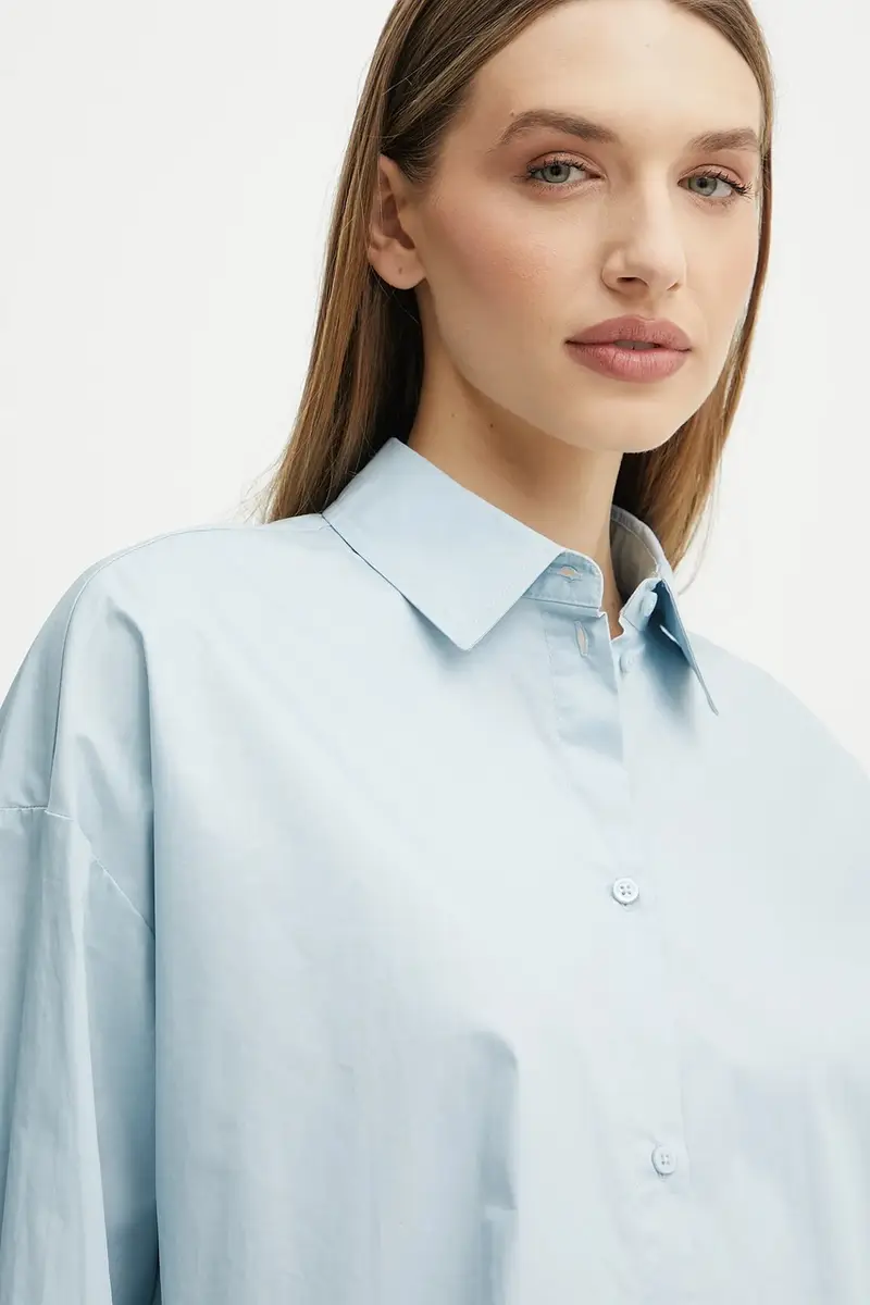 camicia in cotone donna colore blu XW000455 AF12812 miniatura 4