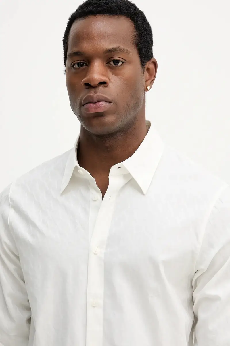 camicia in cotone uomo colore beige XM001587 AF16631 miniatura 4