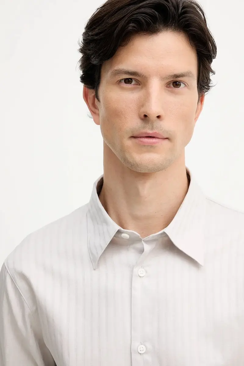 camicia in cotone uomo colore beige XM001868 AF18836 miniatura 4