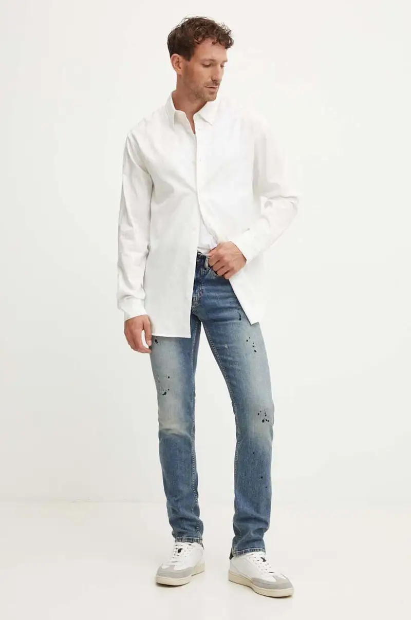 camicia in cotone uomo colore bianco 6DZCL1 ZN5XZ miniatura 3