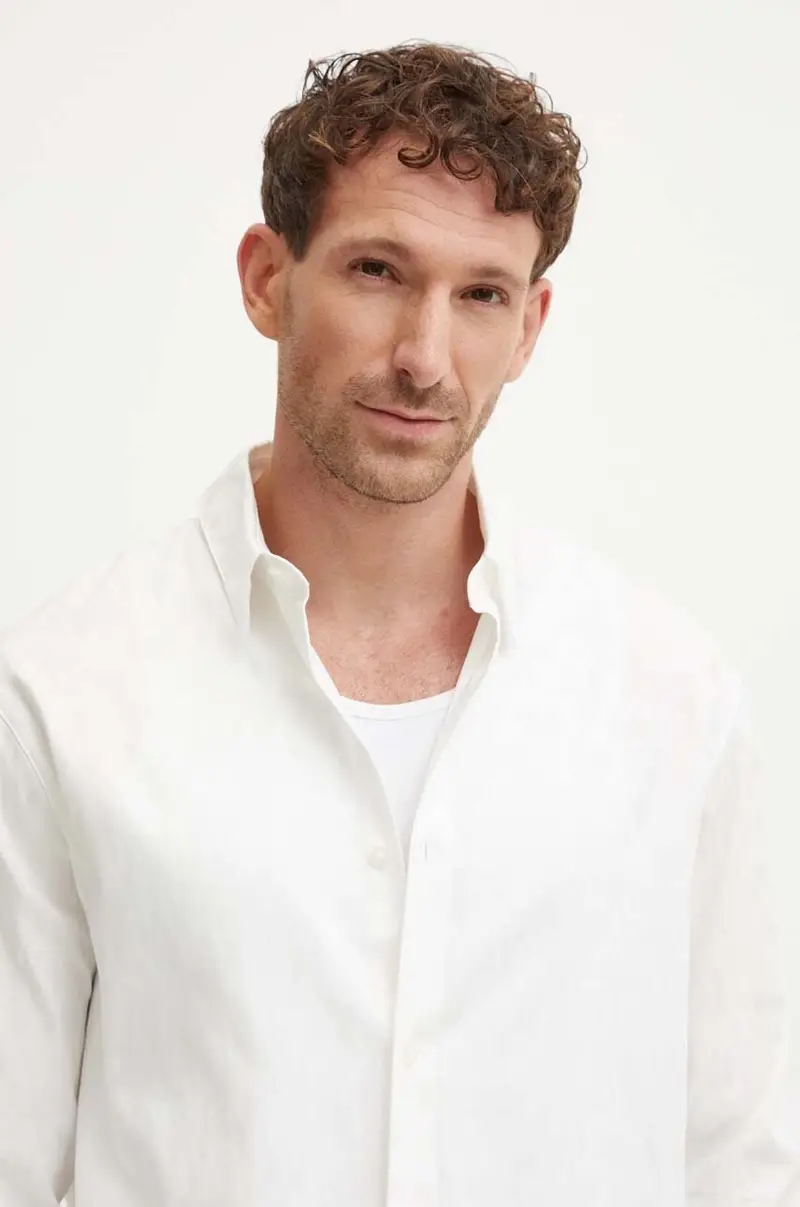 camicia in cotone uomo colore bianco 6DZCL1 ZN5XZ miniatura 5