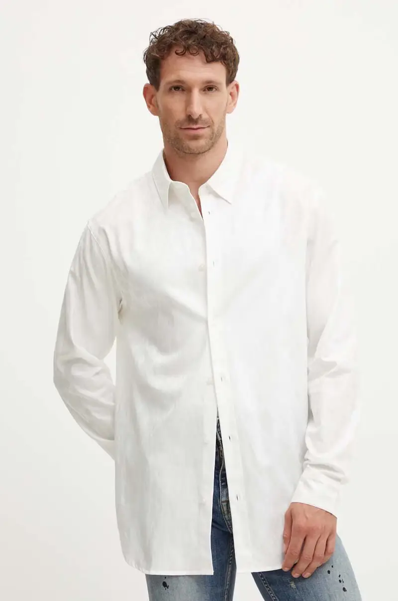 camicia in cotone uomo colore bianco 6DZCL1 ZN5XZ
