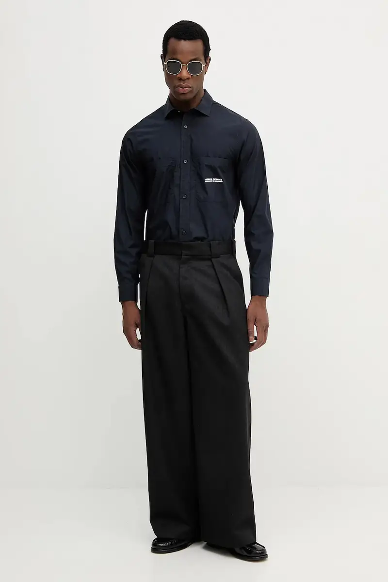 camicia in cotone uomo colore blu navy XM000959 AF12994 miniatura 2