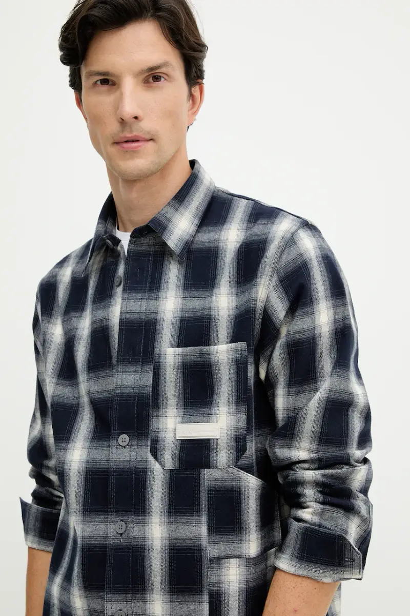 camicia in cotone uomo colore blu navy XM001149 AF16626 miniatura 4