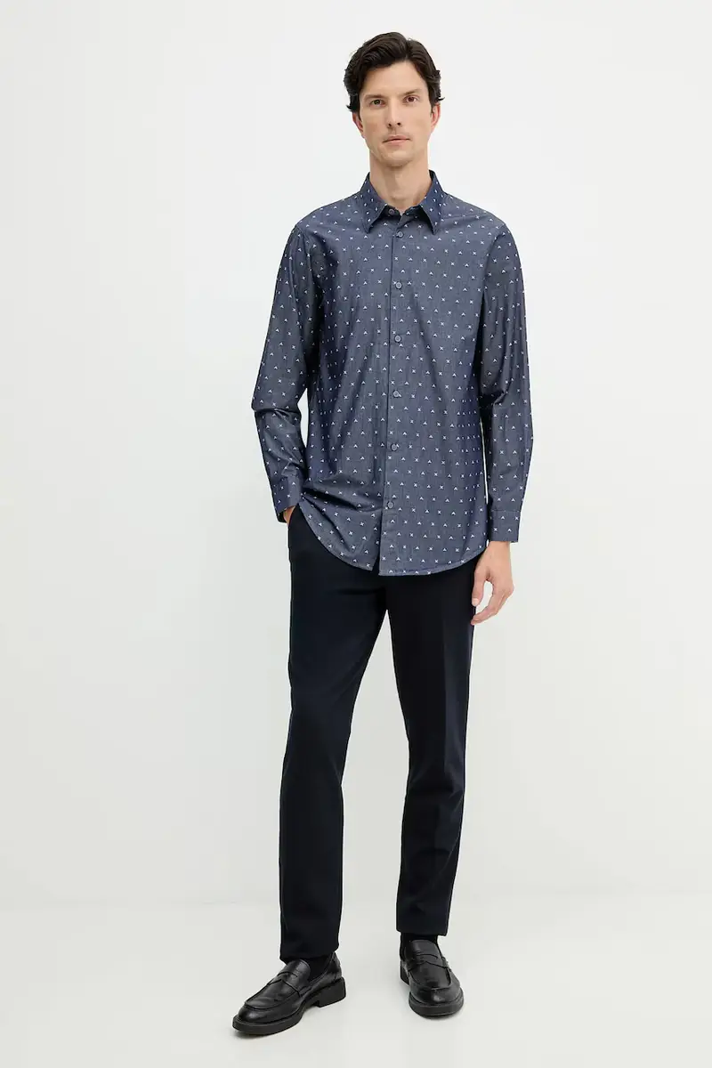 camicia in cotone uomo colore blu navy XM001716 AF17528 miniatura 2