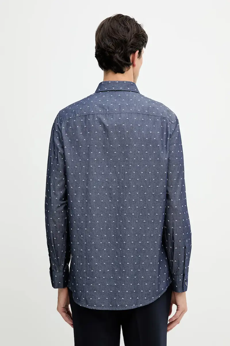 camicia in cotone uomo colore blu navy XM001716 AF17528 miniatura 3