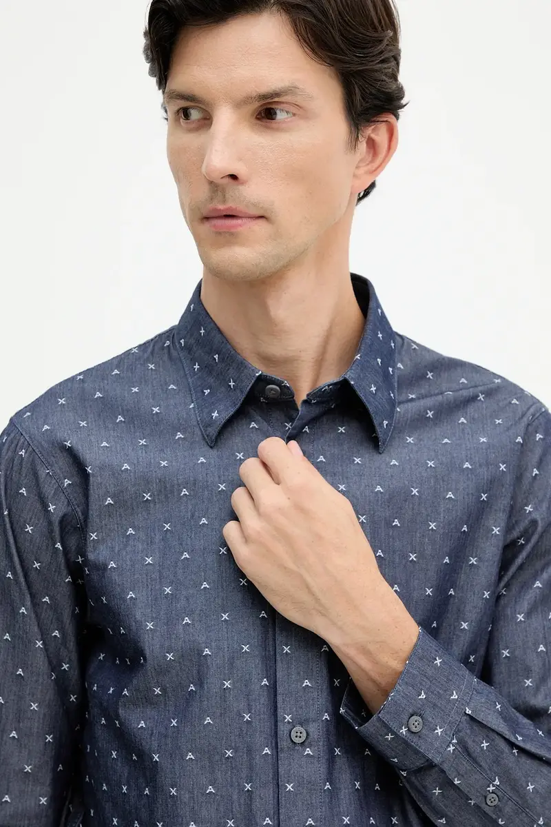 camicia in cotone uomo colore blu navy XM001716 AF17528 miniatura 4