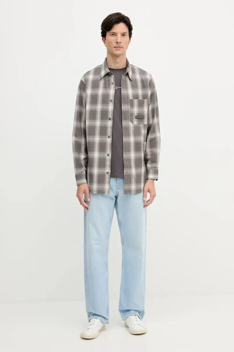 camicia in cotone uomo colore grigio XM001149 AF16626 miniatura 2