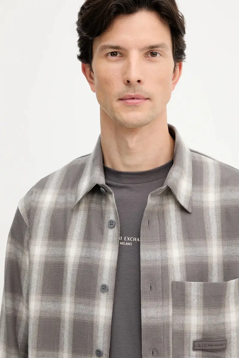 camicia in cotone uomo colore grigio XM001149 AF16626 miniatura 4