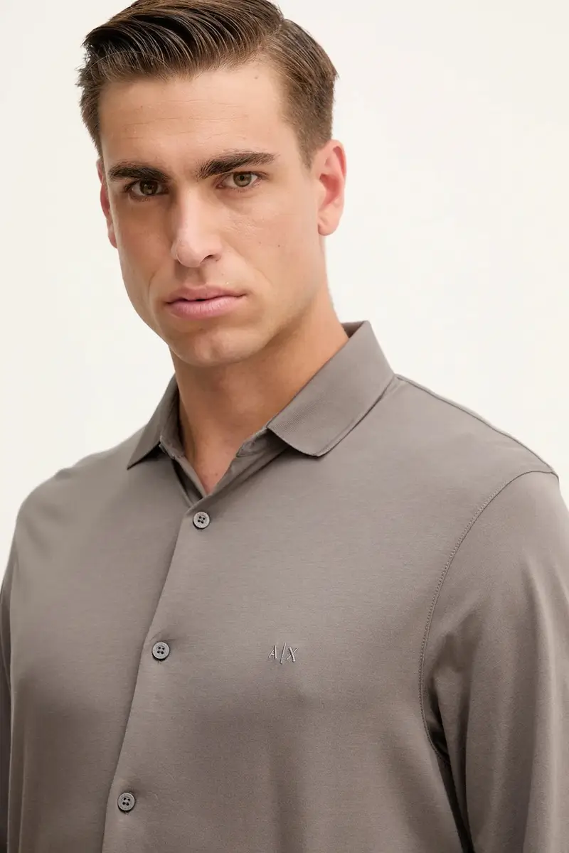 camicia in cotone uomo colore grigio XM001370 AF10364 miniatura 4