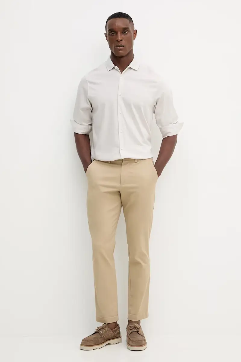 camicia in cotone uomo colore grigio XM001370 AF10364 Beige miniatura 2