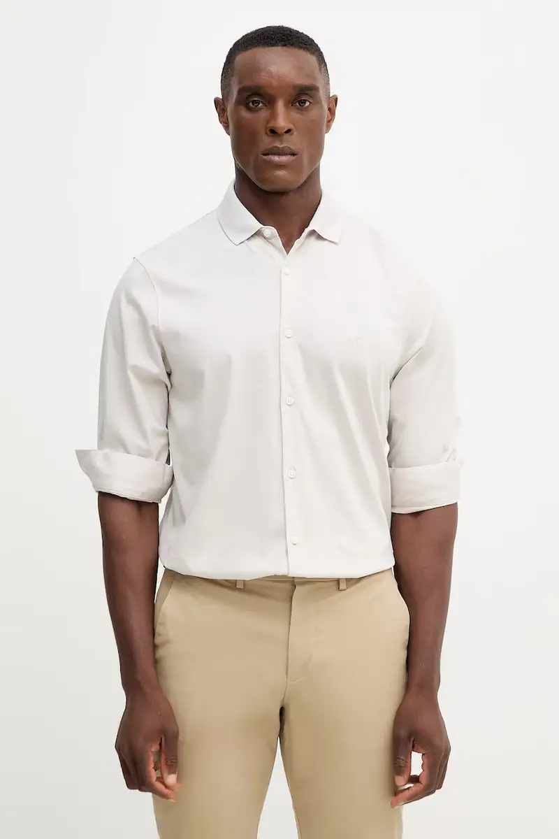 camicia in cotone uomo colore grigio XM001370 AF10364 Beige