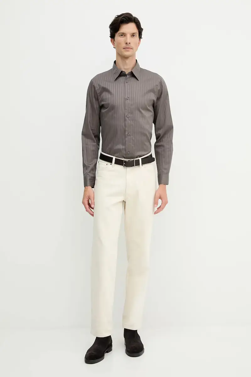 camicia in cotone uomo colore grigio XM001868 AF18836 miniatura 2