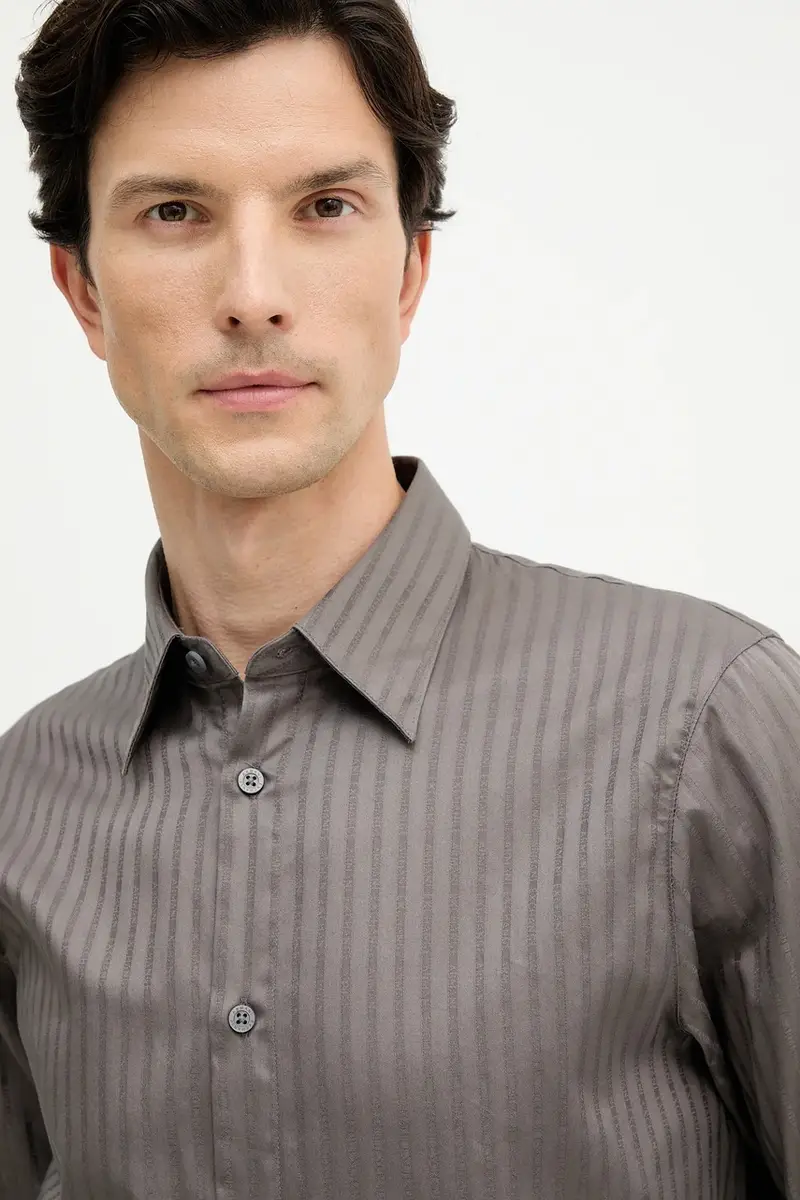 camicia in cotone uomo colore grigio XM001868 AF18836 miniatura 4