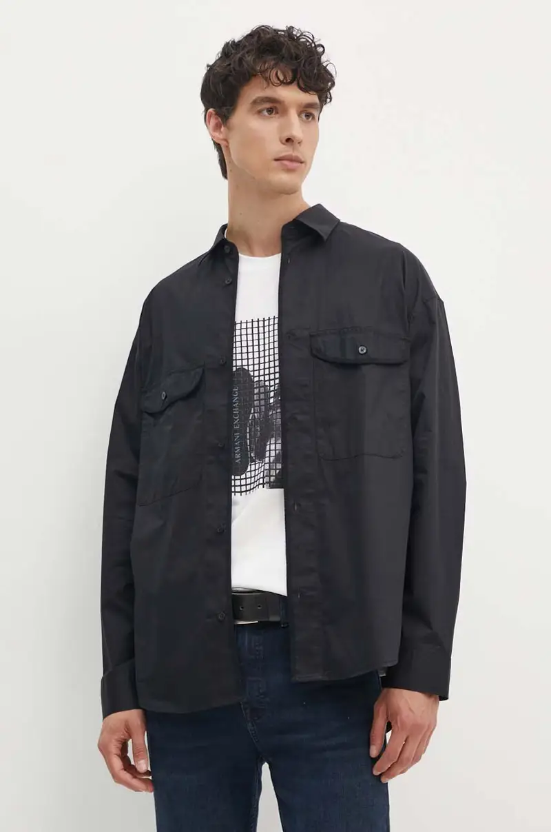 camicia in cotone uomo colore nero 6DZCL7 ZN3CZ