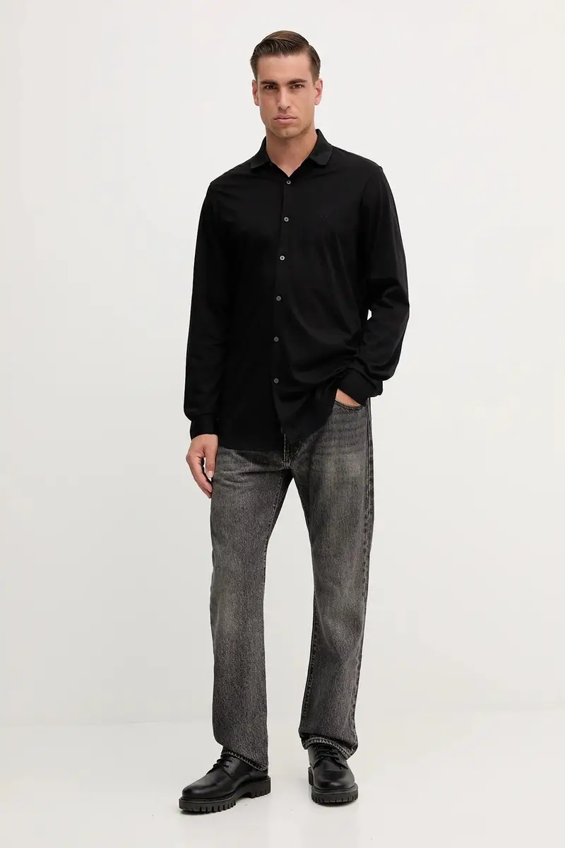 camicia in cotone uomo colore nero XM001370 AF10364 miniatura 2