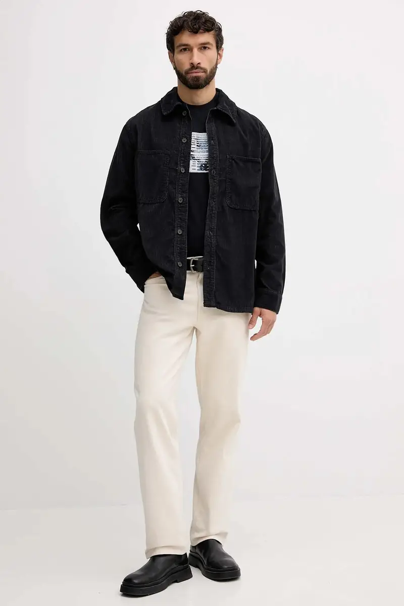 camicia in velluto a coste uomo colore blu navy XM001588 AF18825 miniatura 2