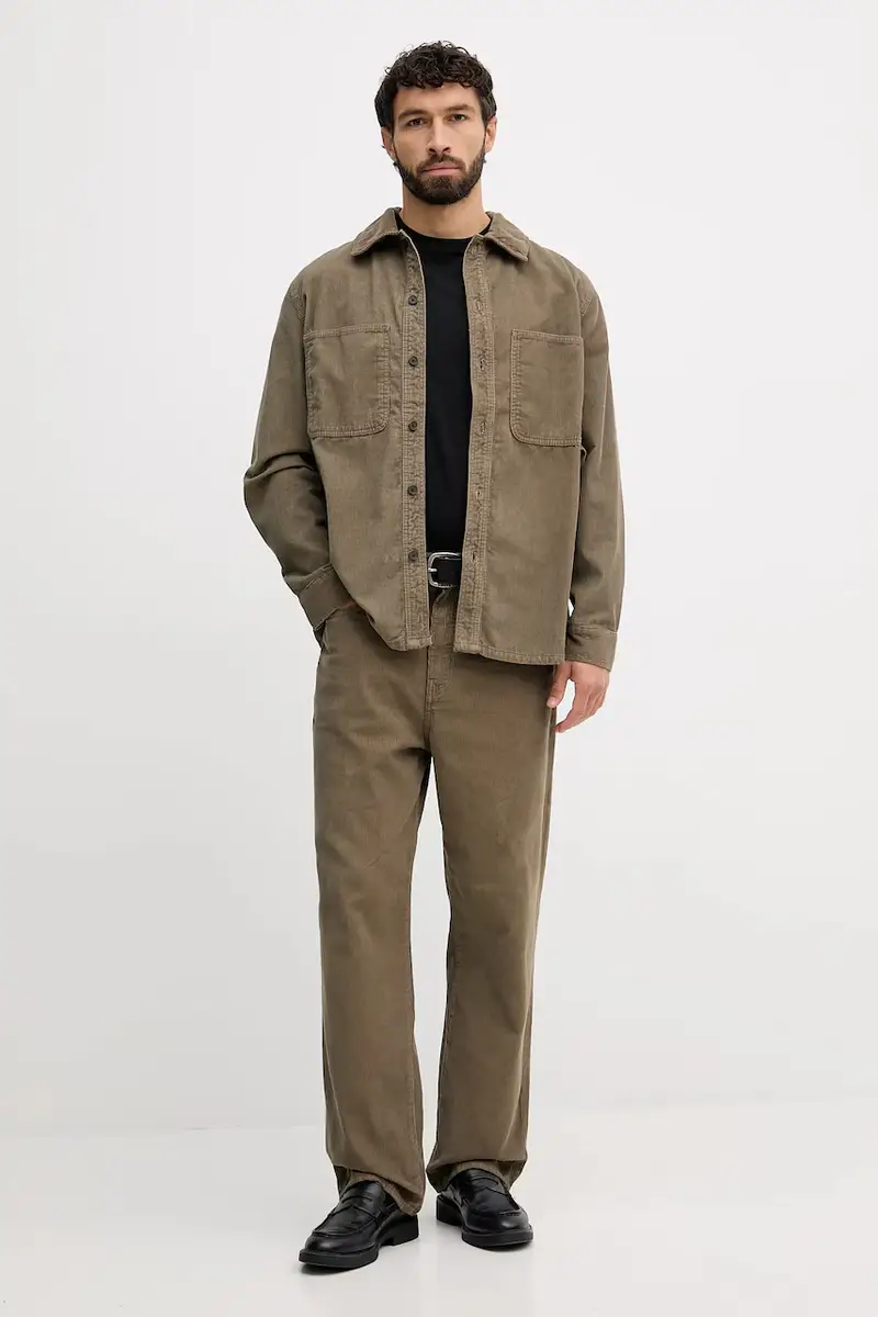 camicia in velluto a coste uomo colore verde XM001588 AF18825 miniatura 2