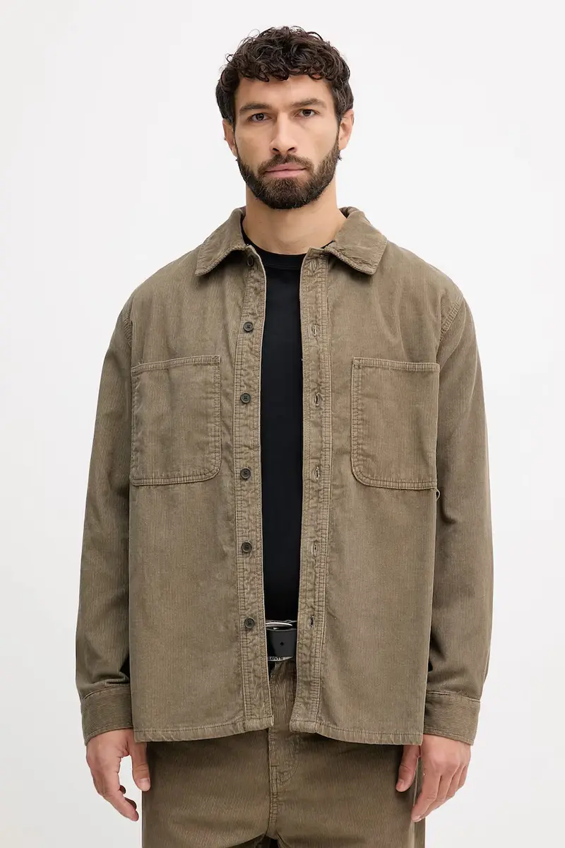 camicia in velluto a coste uomo colore verde XM001588 AF18825