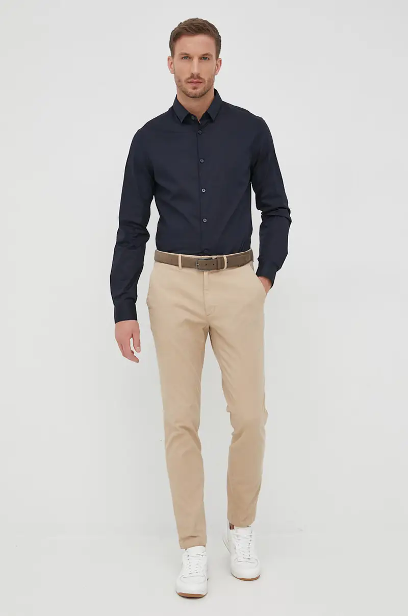 camicia uomo Blu navy miniatura 3