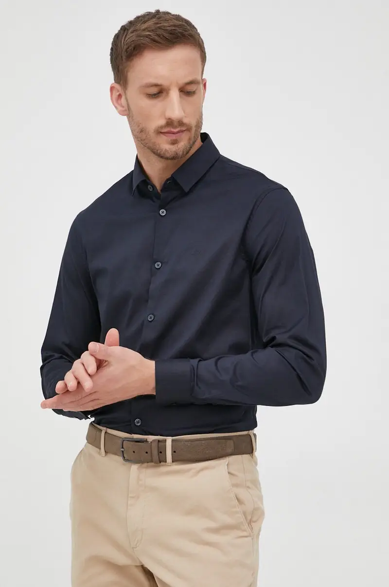 camicia uomo Blu navy miniatura 5