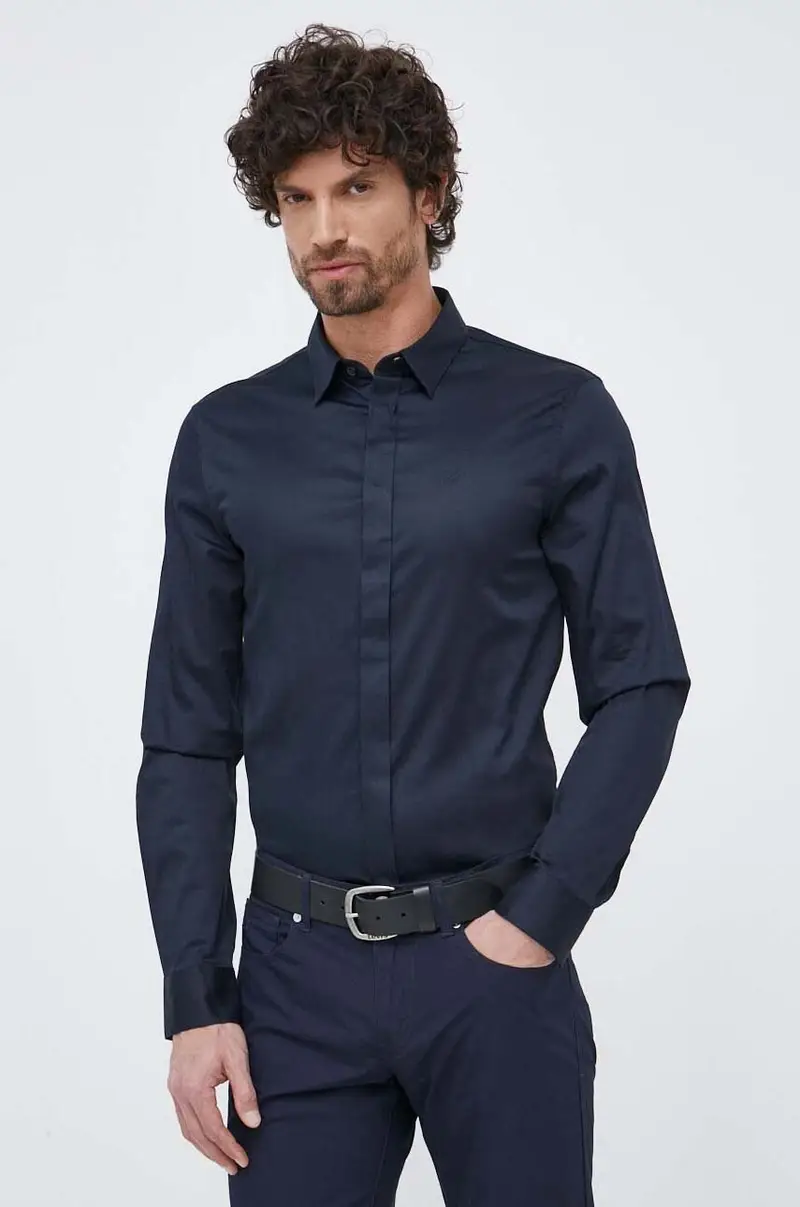 camicia uomo Blu navy miniatura 4